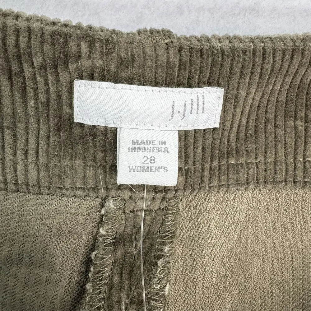 J Jill Women’s Plus Sz 28 Olive‎ Green Cropped Wide Leg Corduroy Pants NWT